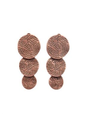 Paparazzi Copper Disc Clip On Earrings Textured Statement